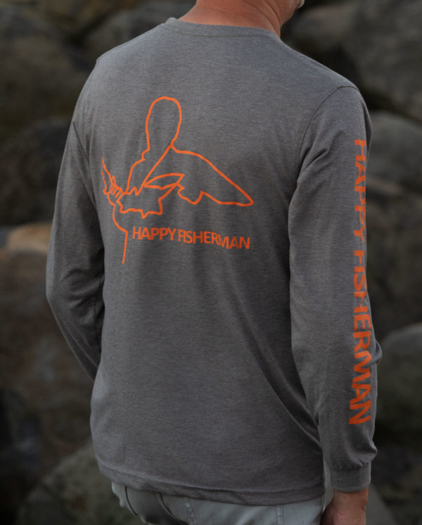 Happy Fisherman Long Sleeve T-Shirt Light Grey - Image 2